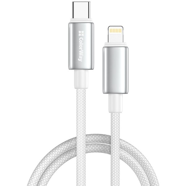 Фото - Кабель Colorway Type-C - Apple Lightning (zinc alloy braided) (PD Fast Charging 30W) 1м White (CW-CBPDCL098-WT)